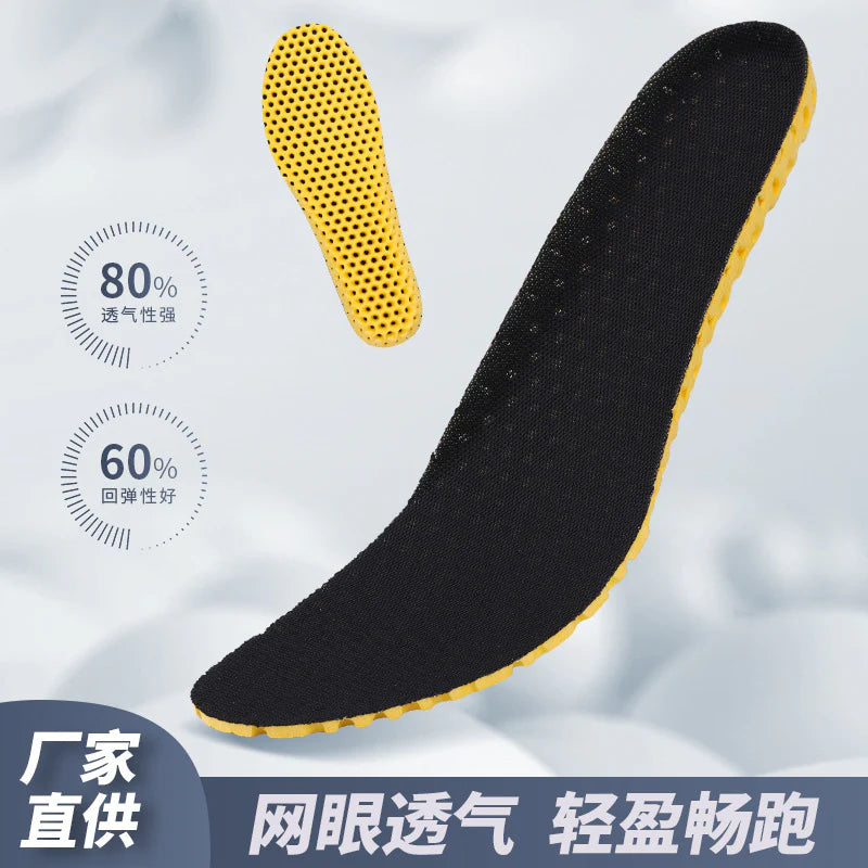 Mesh Breathable Sports Insoles for Men and Women Outdoor Marathon Shock Absorbing Insoles Comfortable Super Soft Bottom Thickened Insoles for Military Training