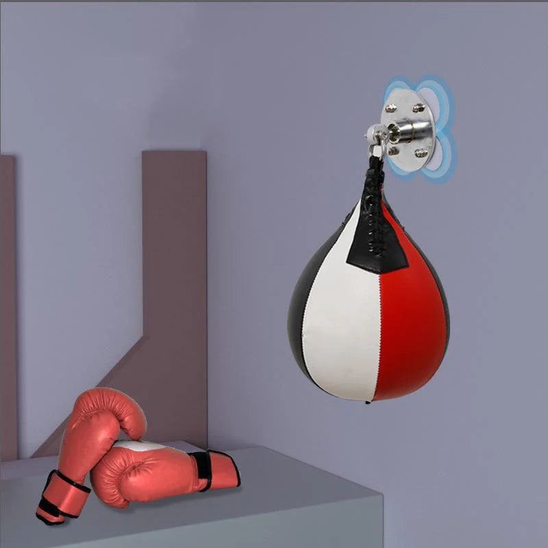 Black and White Suspended Pear Shaped Speed Ball for Boxing Red