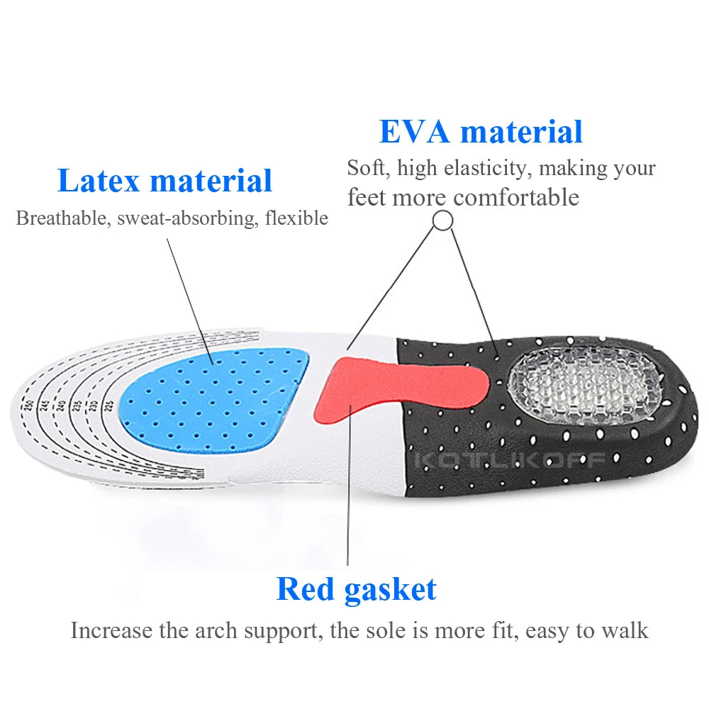 Silicone Gel Insoles Foot Care for Plantar Fasciitis Heel Spur Running Sport Shoes Insoles Shock Absorption Pads Men Women