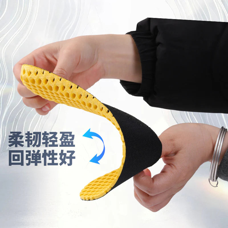 Mesh Breathable Sports Insoles for Men and Women Outdoor Marathon Shock Absorbing Insoles Comfortable Super Soft Bottom Thickened Insoles for Military Training